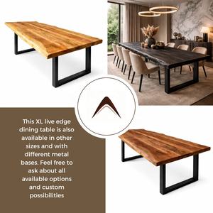 2026 XL Live Edge Solid <b>Wood</b> Dining Table 300 cm Black Steel U <b>Legs</b> Luxury Design 3 Meter Large Dining Room Table - Product Image 5