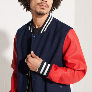 Chaqueta Universitaria de Béisbol Estilo Patchwork, Económica y de Alta Calidad, Talla Regular, Artículo Nuevo, Chaqueta Varsity con Bordado - Product Image 3