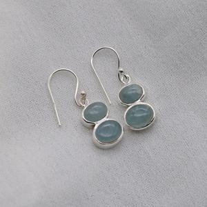 Boho Style 925 Sterling Silver Calcedony Gemstone Boucles d'oreilles Bijoux Boucles d'oreilles en argent faites à la main Bijoux pour femmes Cadeau de mariage - Product Image 4