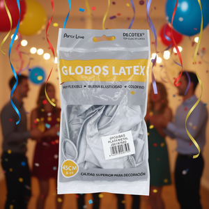 Palloncini in Lattice Decotex 45Cm Argento Metallizzato Confezione da 6 Pezzi per Decorazioni Festa - Product Image 3