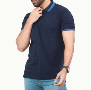 Polo d'été à col montant pour homme 100% coton Style occidental anti-rétrécissement court tricoté par sublimation grande taille OEM - Product Image 1