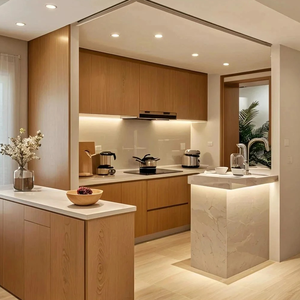 BALOM Cuisine moderne de luxe Armoire de cuisine Panneau de porte laqué Personnalisé Prêt <span class=keywords><strong>à</strong></span> assembler Meubles de cuisine modulaires écologiques Armoire de cuisine - Product Image 2