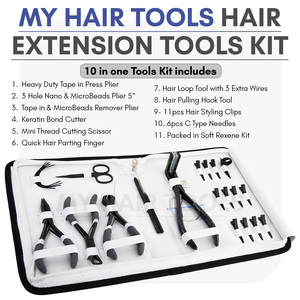 Professional Hair Extension Tools Stainless Steel Hair Extension <b>Pliers</b> <b>Sets</b> Kit With pulling hook loop Needle sectioning clips - Product Image 2