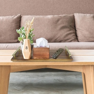 Plateau de rangement et de service moderne avec poignées métalliques élégantes, design minimaliste, idéal pour table basse, repas, réceptions et maison - Product Image 5