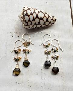 ต่างหูทัวร์มาลีนสีเขียวห้อยทัวร์มาลีนประดับพลอยสีน้ำตาลของขวัญพร้อมของขวัญสำหรับวันเกิดของเธอของขวัญครบรอบ - Product Image 1