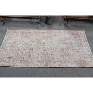 Tapis turc vintage 3x5,8 pieds, tapis marocain en laine rose - Product Image 3