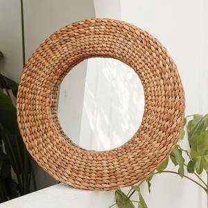 Espejos de jacinto de agua, decoración de pared del dormitorio de entrada, marco de espejo de gran calidad en materiales naturales - Product Image 6