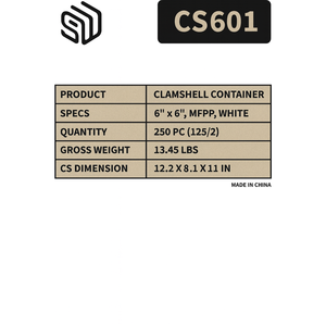 กล่องใส่อาหารแบบมีฝาปิด ProTakeOut [6 x 6 x 3 นิ้ว] สีขาว 1 ช่อง บรรจุ 250 กล่อง แบบล็อคกลาง ทนทาน เป็นมิตรกับสิ่งแวดล้อม ผลิตจากวัสดุ MFPP - Product Image 2