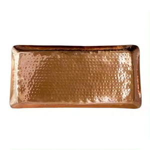 Bandeja de servicio de cobre antiguo hecha a mano, diseño de martillo, vajilla elegante, apto para lavavajillas, elegante para fiestas, platos de tendencia chapados - Product Image 1