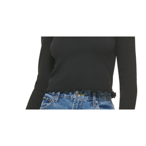 For DKNY Women's Black <b>Square</b> Neck Lettuce <b>Edge</b> Top Size Small with Elegant Lace Decoration - Product Image 3