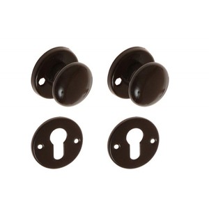 Puerta fija-Pomo giratorio, PZ, escudo redondeado-Marrón - Product Image 3