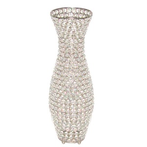 High Quality Modern Handmade Gold Metal Flower Bowl <b>Vase</b> <b>Stand</b> Base with Crystal Beaded Design Luxury Decorative Tabletop <b>Vase</b> - Product Image 2