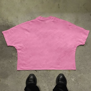 T-shirt à manches d'été lourd 100% coton personnalisé pour hommes motif solide imprimé graphique coupe brute ourlet incurvé Boxy recadrée - Product Image 4