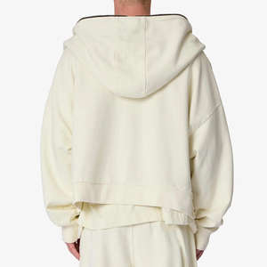 Sweat à capuche zippé en molleton 100% coton surdimensionné sur mesure pour homme, épaules tombantes, poids lourd, teinture unie, chaud pour l'hiver - Product Image 6