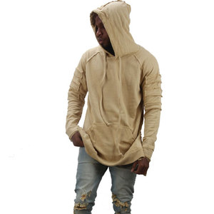 Sudadera con capucha para hombre, 100% algodón, corte largo, dobladillo curvo, cremallera completa, estilo urbano, logotipo personalizado, OEM, venta al por mayor - Product Image 2