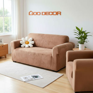 High Stretch Velvet <b>Sofa</b> <b>Cover</b> Plain Dyed Thick Warm Autumn Winter Washable for Furniture Protection - Product Image 2