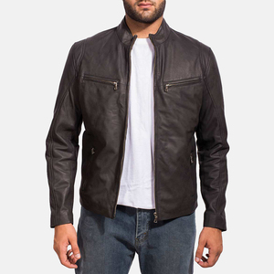Veste de moto en cuir véritable respirante personnalisée pour homme, style décontracté, doublure en coton, fermeture éclair - Product Image 5