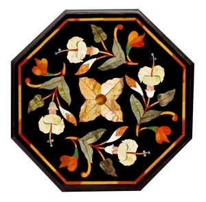 ท็อปโต๊ะกาแฟหินอ่อนสีดำลายแปดเหลี่ยม งานฝีมือสุดหรู โต๊ะกาแฟทันสมัยสำหรับตกแต่งภายในและสวน - Product Image 1