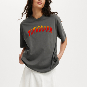 OEM/ODM High Quality 100% Cotton <b>T</b>-<b>Shirts</b> for <b>Women</b> Custom embriordry Logo Boxy fit solid colour Oversized <b>t</b>-<b>shirt</b> for <b>women</b> - Product Image 1