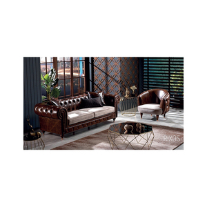 Canapé Chesterfield en cuir véritable Offre Spéciale, canapé Chesterfield en cuir véritable 3 places Chesterfield cuir véritable à Grain supérieur - Product Image 6