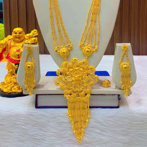 ชุดต่างหูสร้อยคอทองแดงชุบทอง24K แฟชั่นสไตล์วินเทจได้รับแรงบันดาลใจจากอิตาลีจัดส่งโดยตรงจาก USA France spain turkey comoros - Product Image 1