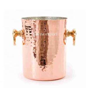 Cuivre et acier Champagne seau à glace en gros nouveau designer fait à la main bouteille de bière seau martelé designer laiton fini seau - Product Image 1