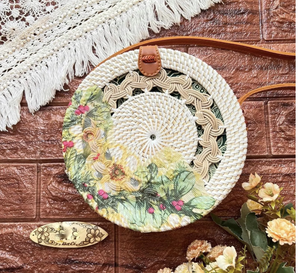 Bolso de mujer, bolso tejido de ratán, bandolera de un solo hombro, bolso de playa de paja de verano de mano redonda de India - Product Image 2