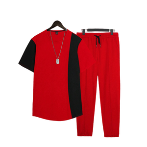 ฤดูร้อนลําลองเสื้อผ้าผู้ชายสองชิ้น Joggers ชุดวอร์มผู้ชายเสื้อสเวตเตอร์และชุดกางเกงขายาวสําหรับผู้ชาย - Product Image 1