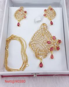 Conjunto clásico de collar y aretes AD para mujer, ideal para funciones de boda, ropa tradicional y trajes de fiesta - Product Image 4