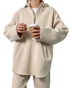 Sudadera con logotipo personalizado, sudadera informal de gran tamaño con capucha, jersey de entrenamiento de algodón, Sudadera con capucha Lisa para mujer - Product Image 1