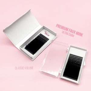 Volumen Ultra Ligero Caja de pestañas 12 líneas Base estrecha Promade Precio barato Extensiones de pestañas Full Curl Ultra Dark - Product Image 1