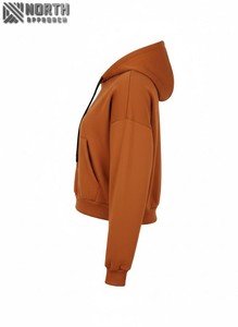 Venta al por mayor Crop Top 400 Gsm mujeres sudaderas con capucha logotipo personalizado mujeres sudaderas con capucha de manga larga 100% algodón 450 GSM Sudadera con capucha - Product Image 4