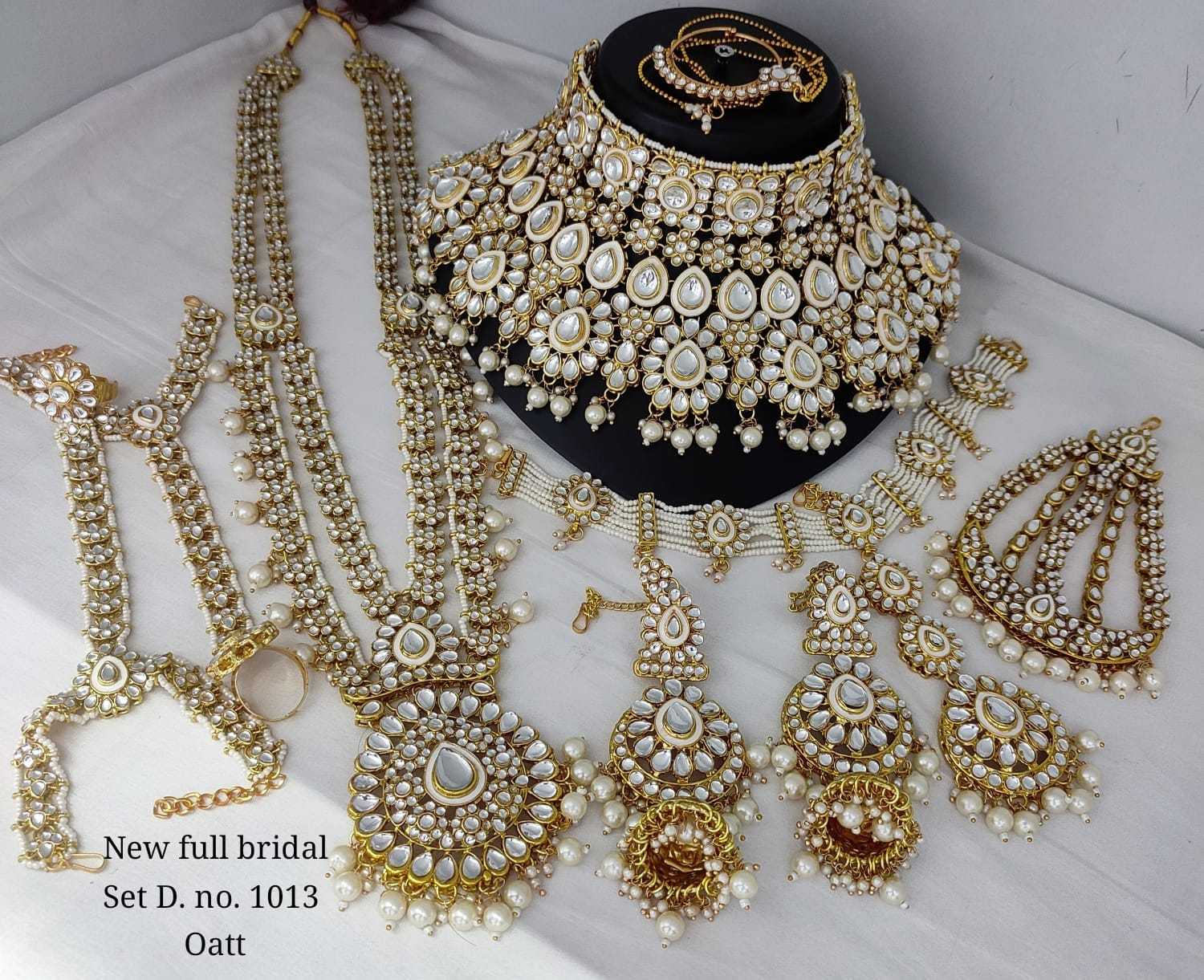 Faux Pearl & Gold Layered Jewelry Set For Women - Choker Necklace, Earrings & Bracelet For Wedding Or Party