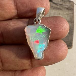 Ethiopian <b>Opal</b> Pendant <b>Necklace</b> Rough Multi-Color Flashy Raw <b>Opal</b> Bezel Setting Party Gift for Her Sterling Silver - Product Image 6
