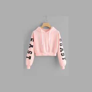 Wholesale Custom logo Female Pullover Fleece Long Sleeve Street Wear Crop Pullover <b>Hoodie</b> Women's Crop Top Hoodies - Product Image 2