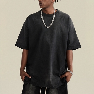 T-shirt pour homme de haute qualité, streetwear, 260 g/m², poids lourd, 100 % coton, vintage, col rond, lavé, surdimensionné - Product Image 1