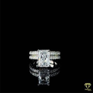 ชุดแหวนหมั้นเพชรสดใสประดับทองด้วยเพชรโมอิสที่แวววาวได้รับการรับรองสำหรับของขวัญงานเลี้ยงวันครบรอบแต่งงาน - Product Image 5