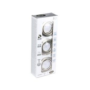 3 pezzi faretti a LED da incasso regolabili rotondi 5W alloggiamento in nichel satinato 3000K caldo compresa lampada GU10 sostituibile- - Product Image 3