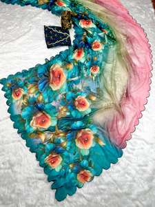 ชุดส่าหรีงานทำมือผ้า Georgette ทันสมัยทันสมัยได้รับความนิยมสำหรับปาร์ตี้งานแต่งงานงานดิวาลีงานเต้นรำ - Product Image 4