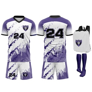 Camisetas de Fútbol para Adultos de Alta Calidad, 100% Poliéster, Transpirables, Elásticas, Manga Corta, Color Sólido, Cuello en V, Conjuntos de Uniformes Personalizados - Product Image 1