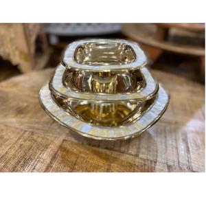 Tazón Grande Cuadrado con Piedra de Ágata, Chapado en Oro, Acero Inoxidable, Estilo Americano, Ecológico, de Lujo, para Uso en el Hogar y Hoteles - Product Image 5