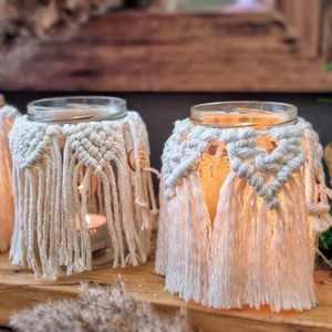 Vente en gros bon prix porte-bougie en macramé cadeau bohème décoration de table faite à la main du Vietnam - Product Image 4