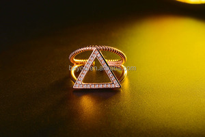 Adjustable Delta 925 Silver <strong>Rings</strong> CZ Zircon Crystal Triangle <strong>Rings</strong> for Women Anillos Bague <strong>Resizable</strong> - Product Image 4