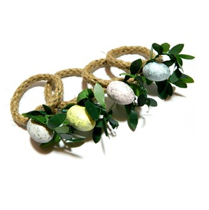 Ensemble élégant d'anneaux de serviette ronds en jute avec des accents floraux pour la mise en place de la table à manger, les fêtes, les mariages et l'usage domestique en provenance d'Inde - Product Image 2