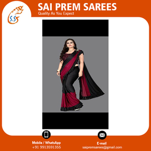 Sari con capa de volantes más vendido para mujer, traje indio de moda moderno, tela ligera y cómoda disponible a bajo precio - Product Image 5