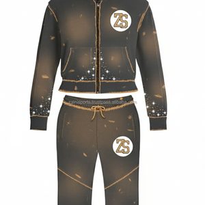 Survêtement à fermeture éclair en polaire de qualité supérieure 380 GSM ensemble de survêtements à capuche et de jogging d'hiver épais en tissu doux conception de logo personnalisé survêtements grande taille - Product Image 5