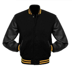 Venta al por mayor de chaqueta de los hombres Varsity clásico estilo universitario de béisbol Letterman diseño mezcla de lana cuerpo de cuero mangas con estilo cálido - Product Image 2