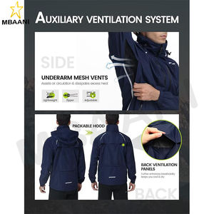 เสื้อแจ็คเก็ตกันฝนสำหรับปั่นจักรยานผู้ชาย กันน้ำ น้ำหนักเบา พับเก็บได้ เสื้อกันลมสำหรับปั่นจักรยานพร้อมฮู้ด เสื้อกันฝนสำหรับวิ่งและเดินป่า - Product Image 3