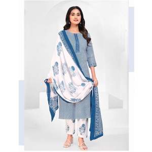 ชุดพิมพ์ลายสำหรับสตรีพร้อมคอตตอนแท้ปักพร้อมกางเกงผูกคอสำหรับใส่ในงานเลี้ยงชาติพันธุ์สวมใส่สบาย - Product Image 3