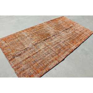 Alfombra Turca, Alfombra Vintage de 4.6x8.6 pies, Alfombra de Lana con Diseño de Plantas y Árboles Naranjas - Product Image 3